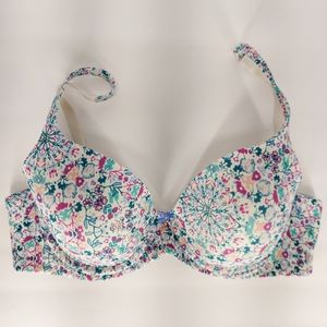 Soma Embraceable Bra White W/ Floral Designs W/ Adjustable Straps Sz 34C